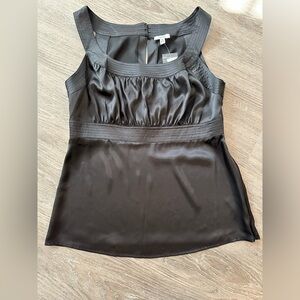 Cache Black Satin Tank Top
